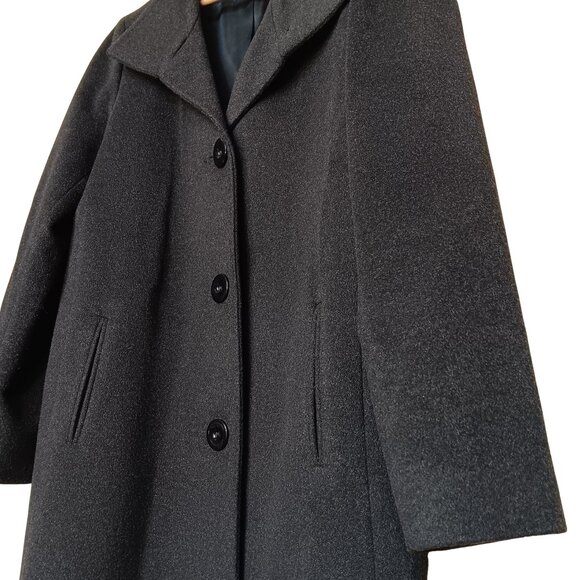 Vintage Fleurette Italian Cashmere Wool Blend Peacoat Large Buttons Lined Winter - Picture 3 of 9